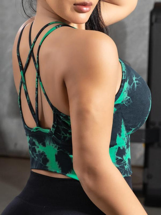 Plus Size Printed Tie Dye Sports Bra